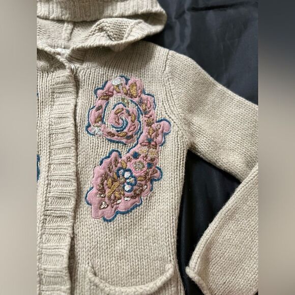 Julie Fagerholt, Heartmade Hooded Beige embellished Wool Angora Cardigan Size S - Picture 8 of 16